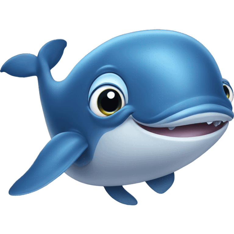 Cute blue whale with big eyes  emoji