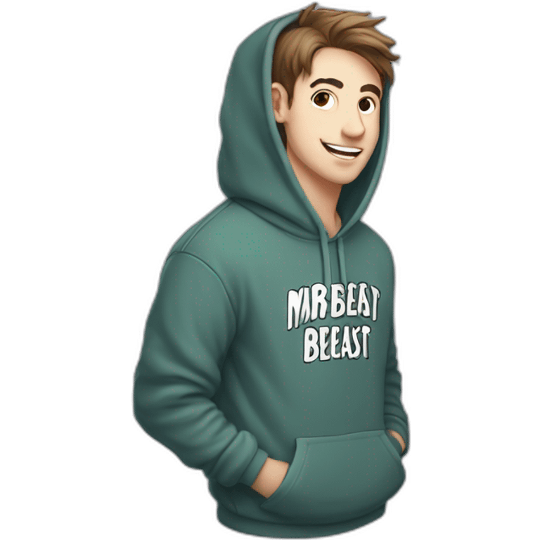 Mrbeast from youtube, hoodie with a text "MrBeast", original MrBeast emoji