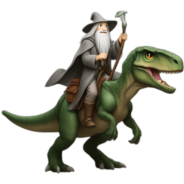 Gandalf riding a dinosaur emoji