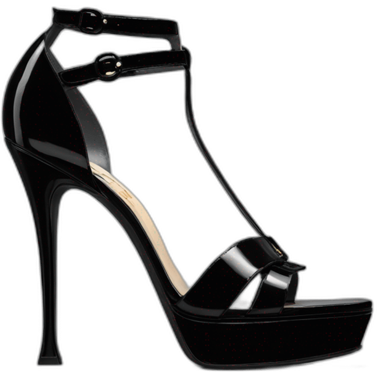 YSL TRIBUTE heel SANDAL black PATENT LEATHER emoji