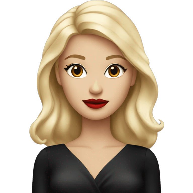 A blonde girl with red lipstick and in a black luxurious dress emoji