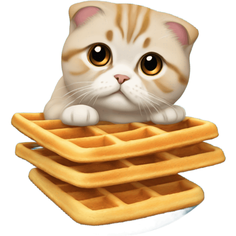 Scottish fold on a waffle emoji