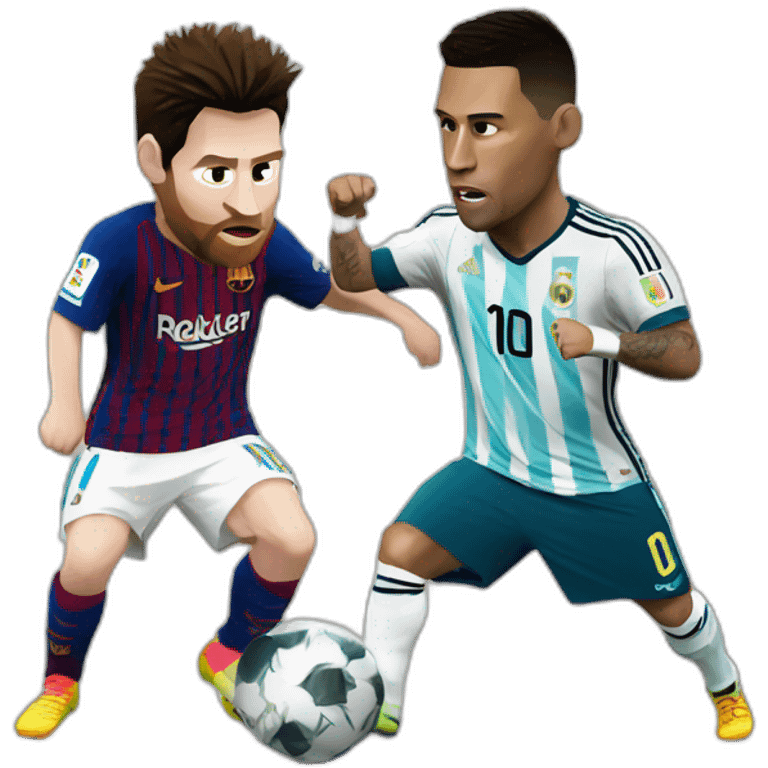 Messi fighting Ronaldo emoji