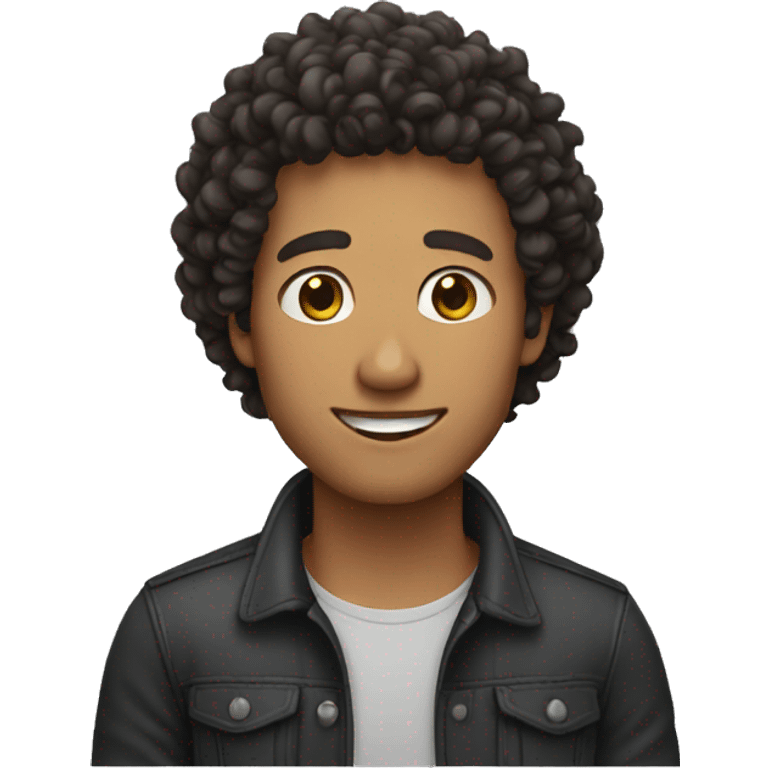 Man with curly hair and dimples emoji