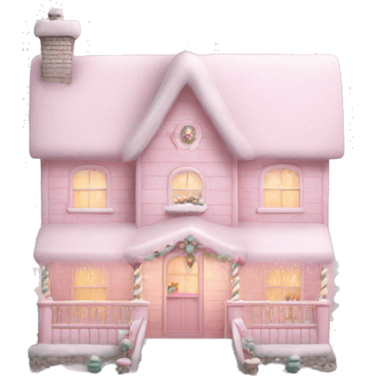 Pastel pink Christmas house HD emoji