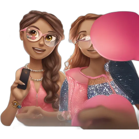 girls in pink dresses with phones emoji | AI Emoji Generator