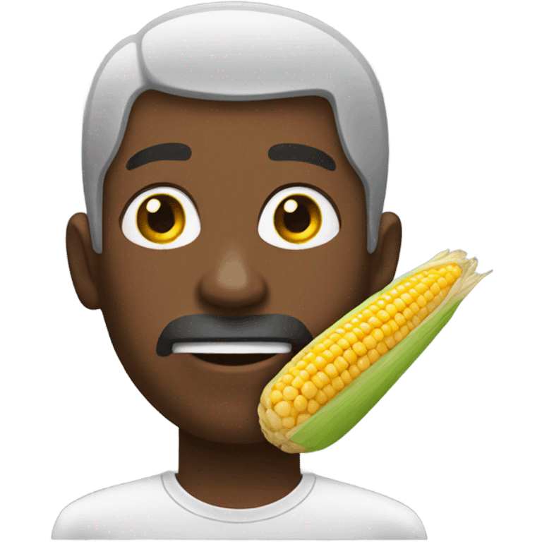 Black man with corn in his mouth emoji