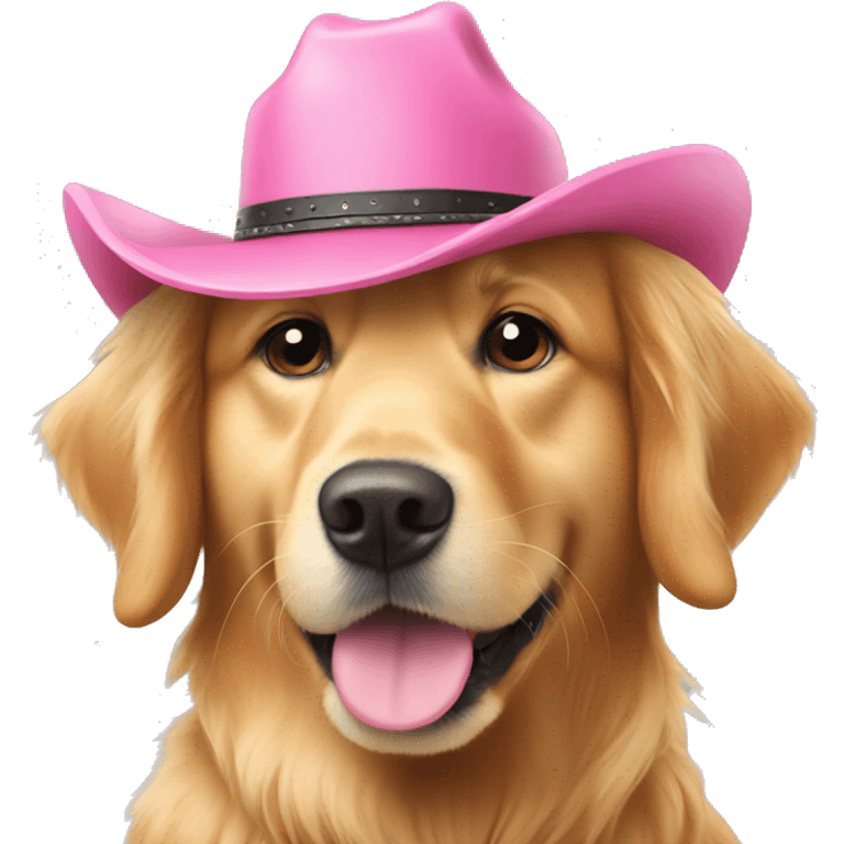 golden retriever with pink cowboy hat  emoji