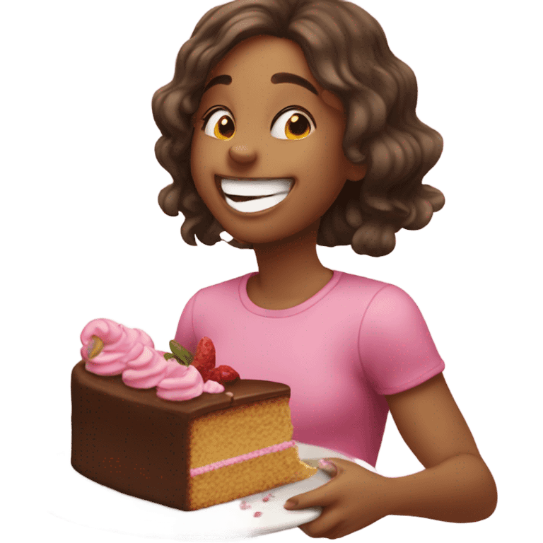 girl eating a cake emoji