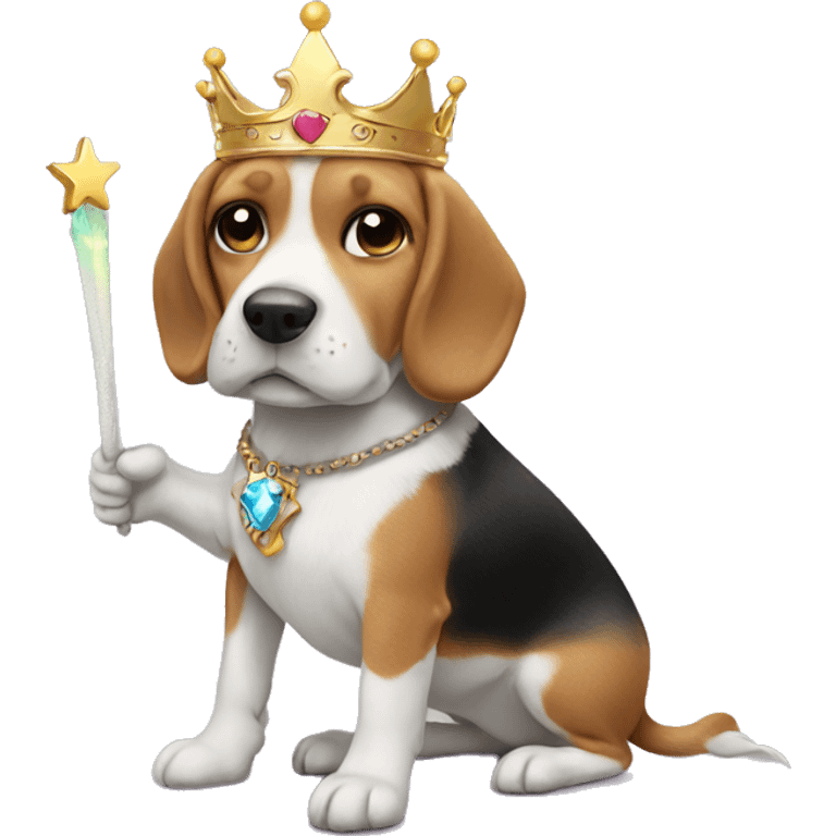 Fairy beagle with crown and wand  emoji