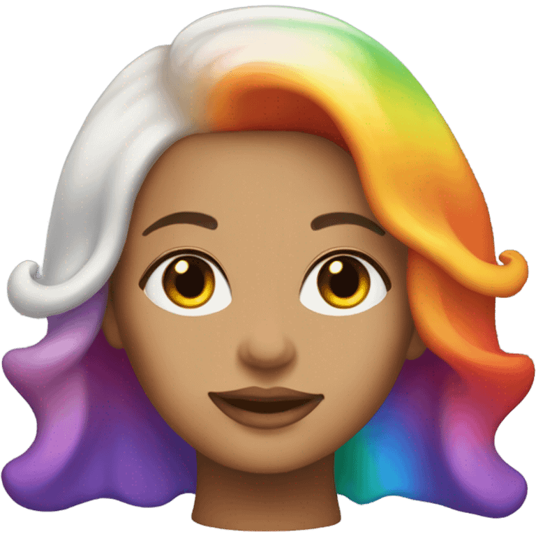 Beautiful white woman with fire rainbow ombré hair emoji