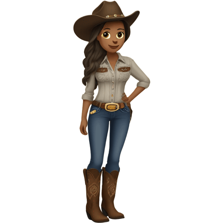 Brunette Cowgirl pregnant emoji