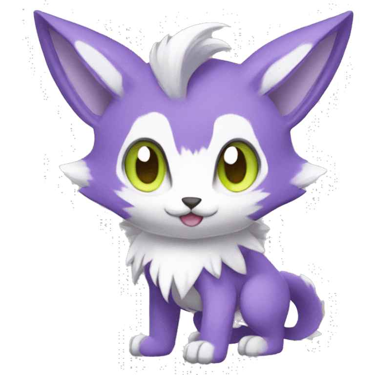 Cute cool purple white lime animal hybrid Fakemon full body emoji