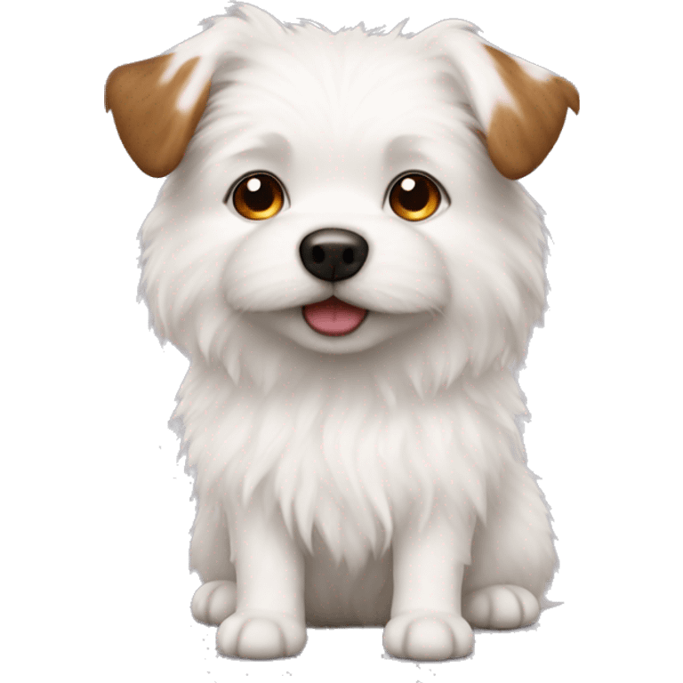 little white dog with little brown spots fluffy emoji