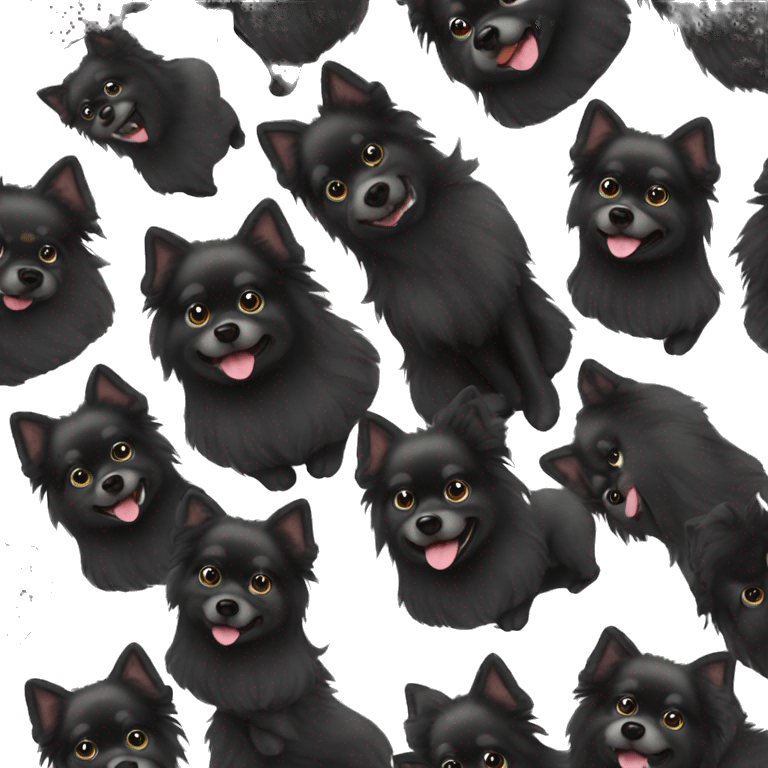 Cute black spitz dog  emoji