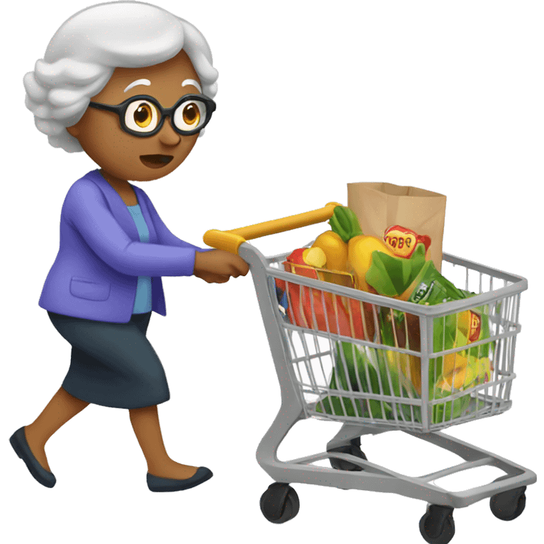 grandma pushing a shopping cart emoji