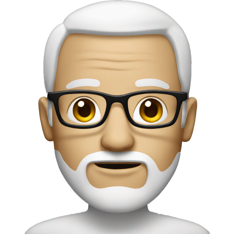 man with iPad, white skin, no hairs, beard, squared glasses emoji