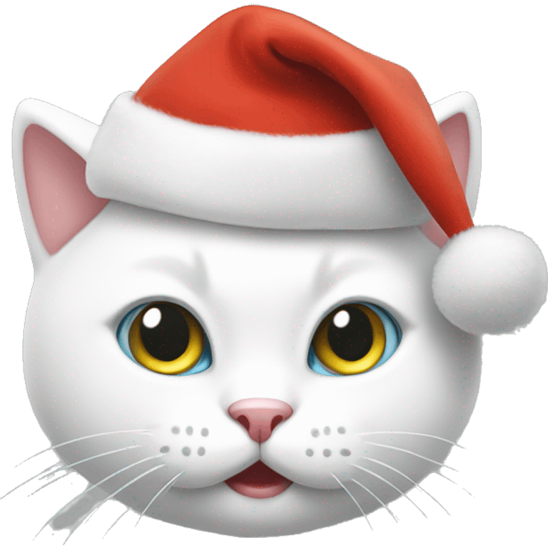 white cat with christmas hat playing  emoji