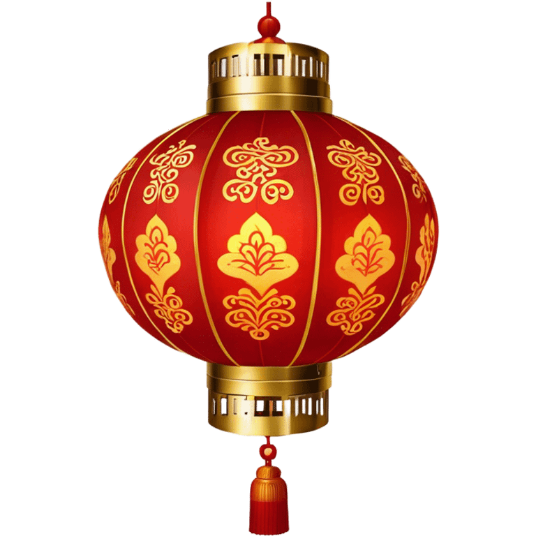 Chinese New Year red lantern – Cinematic Realistic Chinese New Year Red Lantern, depicted as an exquisitely crafted lantern adorned with intricate red and gold patterns, softly glowing against a dark background with subtle calligraphic details, evoking festive warmth and tradition. emoji