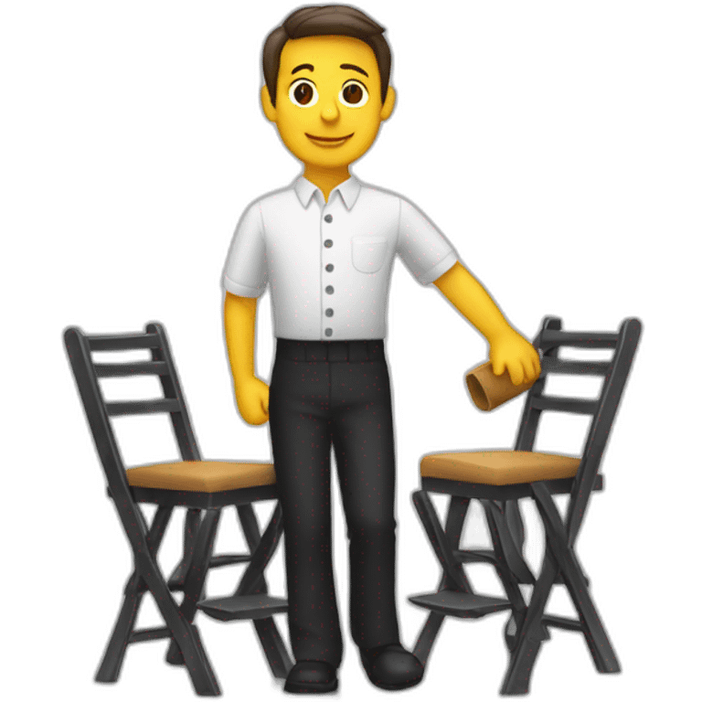 Waiter carrying a column of chairs emoji