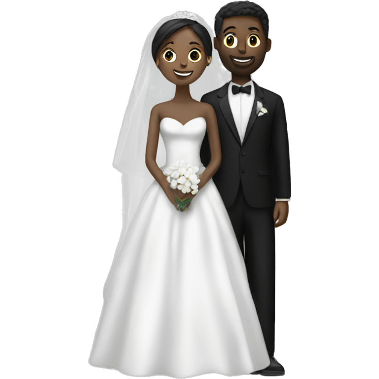 bridal couple dresses in black and white without face emoji