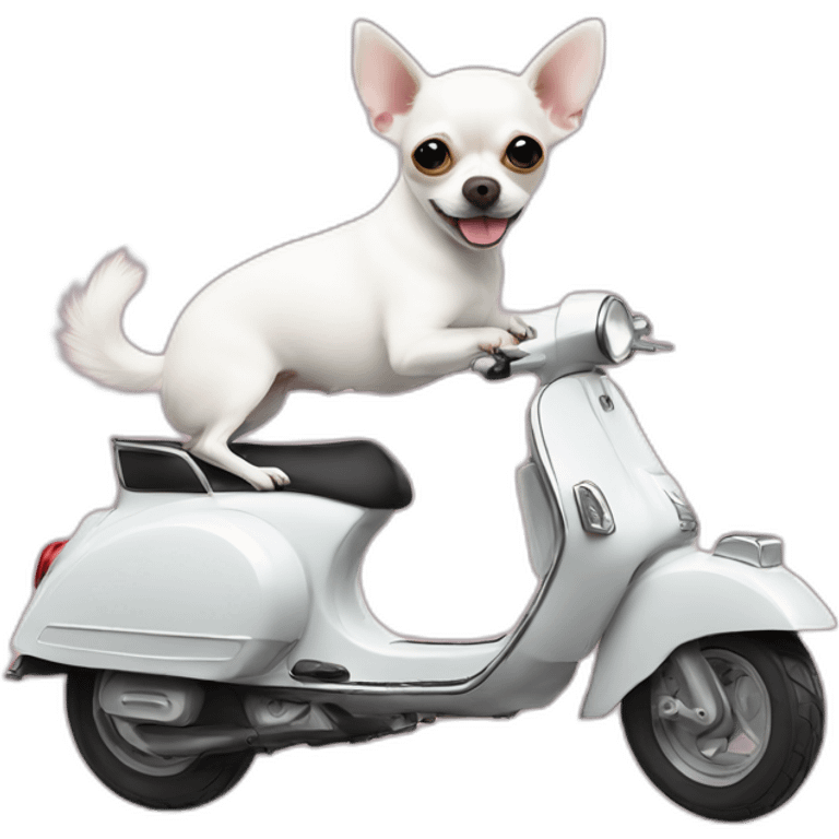 white chihuahua on vespa emoji