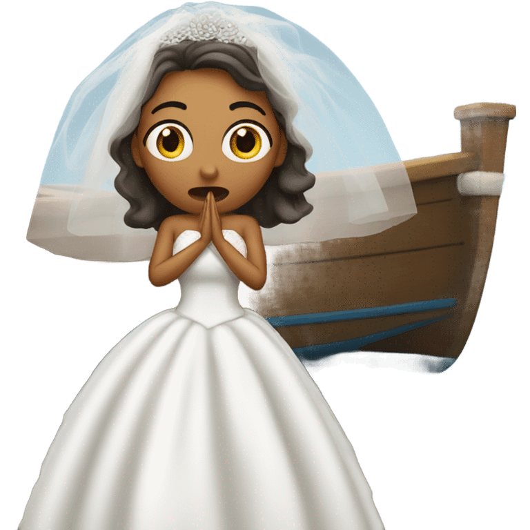 Shocked bride on a boat emoji