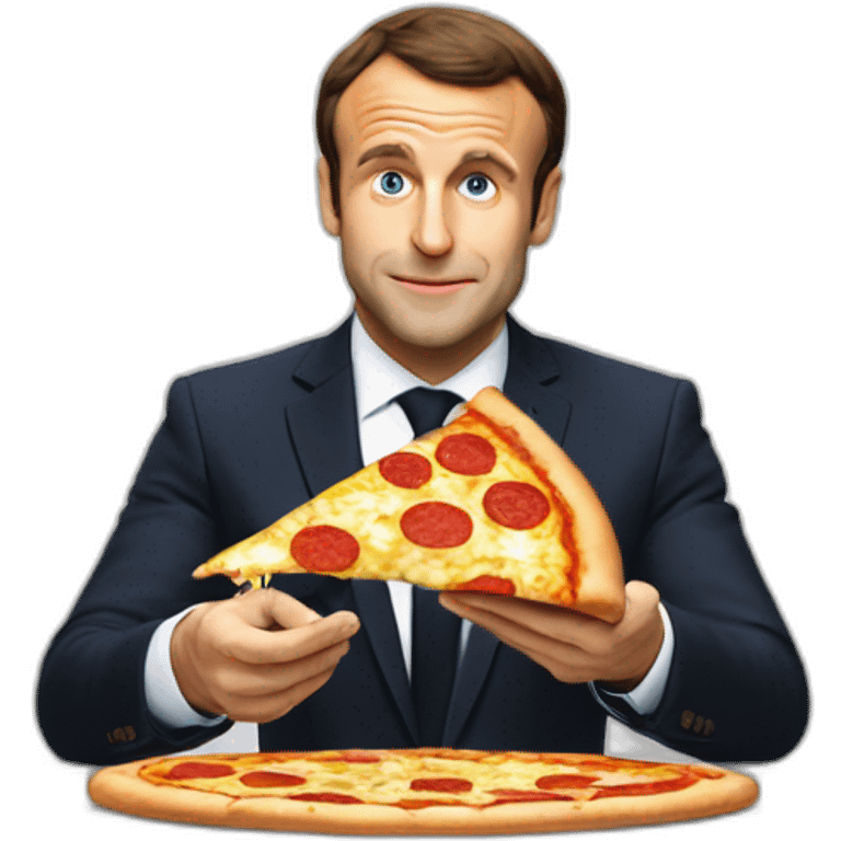 Macron en train de manger une pizza emoji