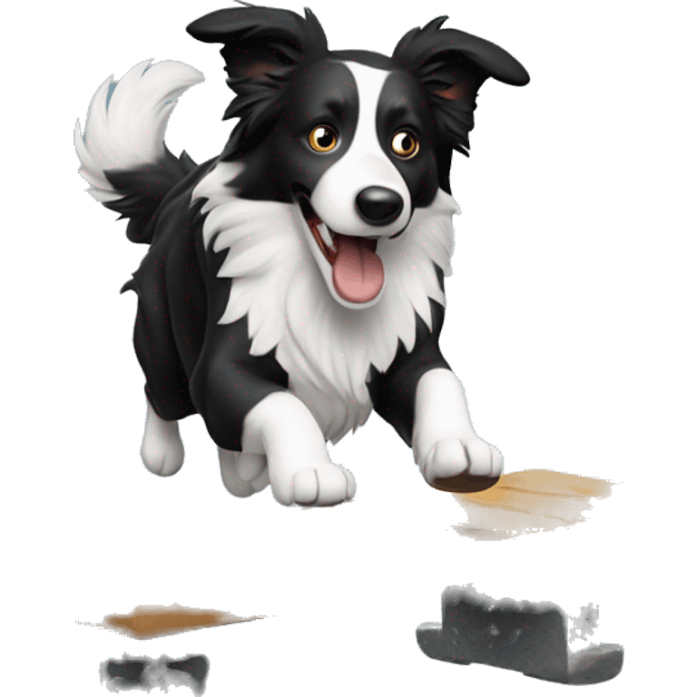 Border collie jumping over anvil emoji