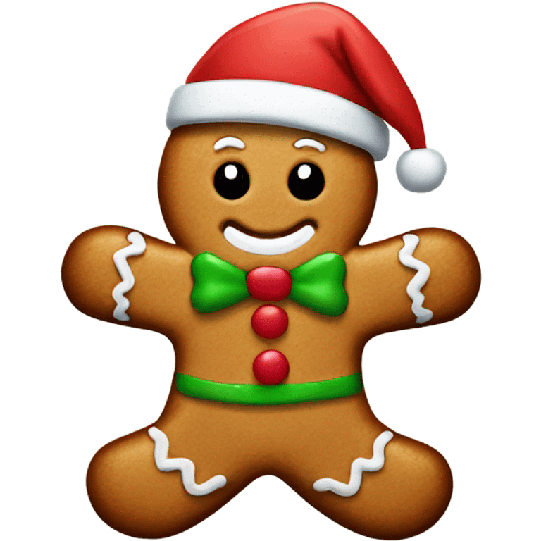 Gingerbread man with Santa hat emoji