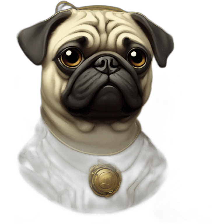 A cyberpunk pug in Art Nouveau style during 1910 emoji