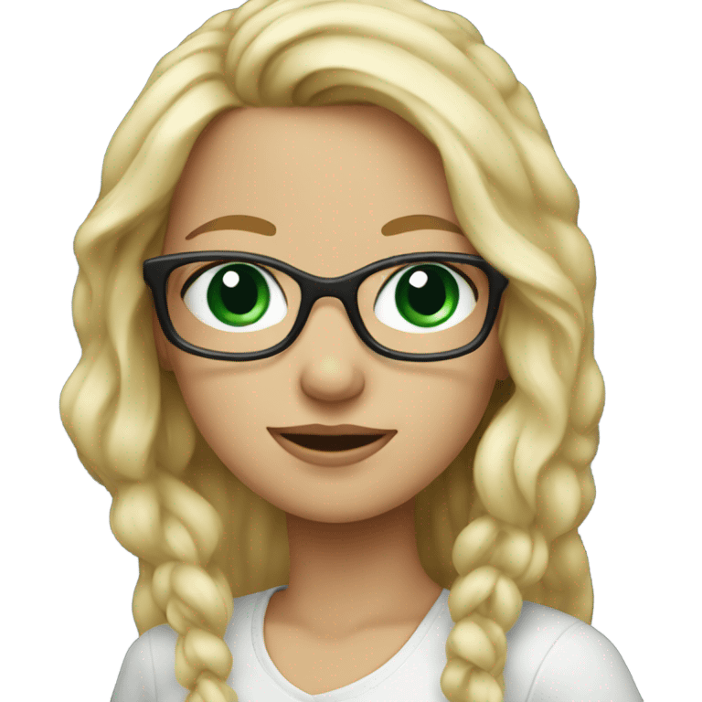 Blonde girl with blue green eyes and glasses  emoji