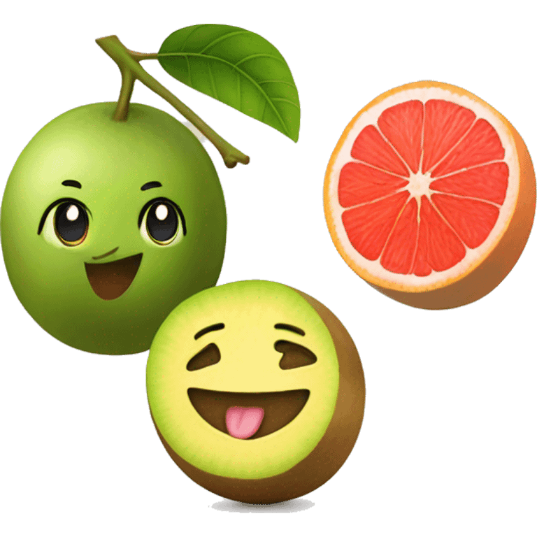 Kiwi, Cherry and Grapefruit together smiling emoji