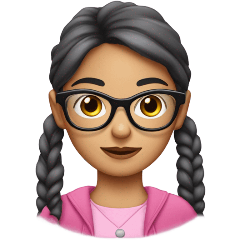 Mädchen mit zwei pinken Zöpfen und Nerd Brille und fetter zahnspange  emoji