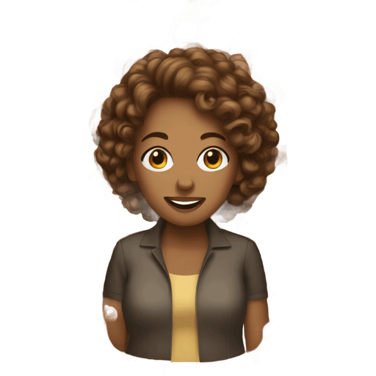 A brown woman with brown curly hair emoji