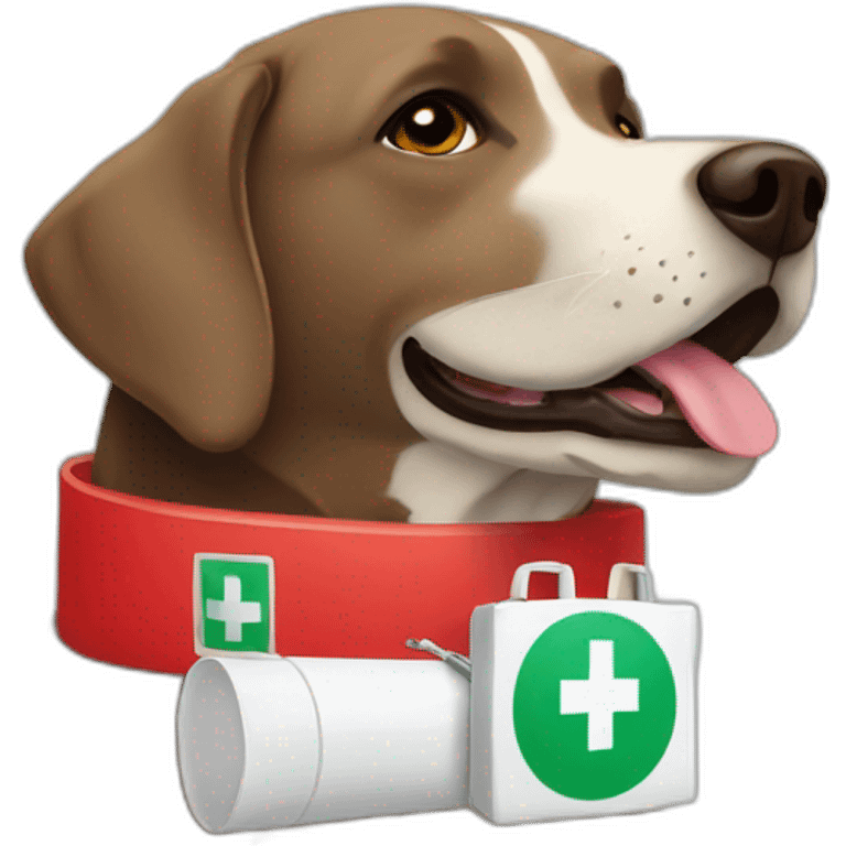 Labrador with first aid kit in mouth emoji