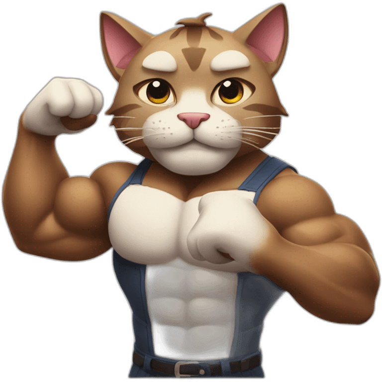 Muscular Cat flexing His biceps emoji