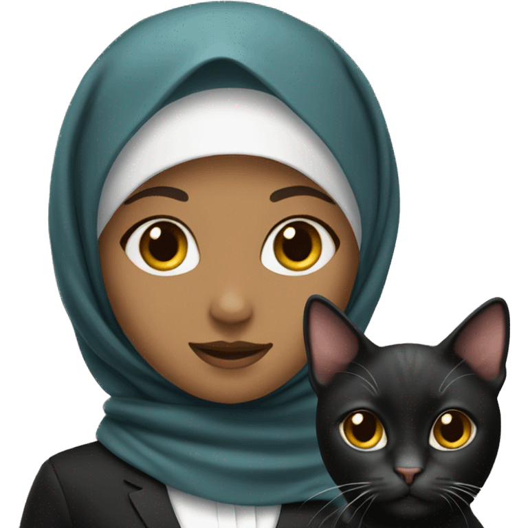 hijab women with tuxedo cat emoji