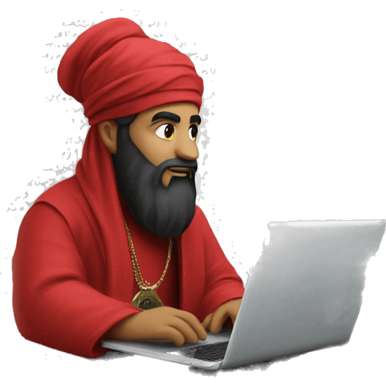 A caliph with red clothes writing in a laptop emoji