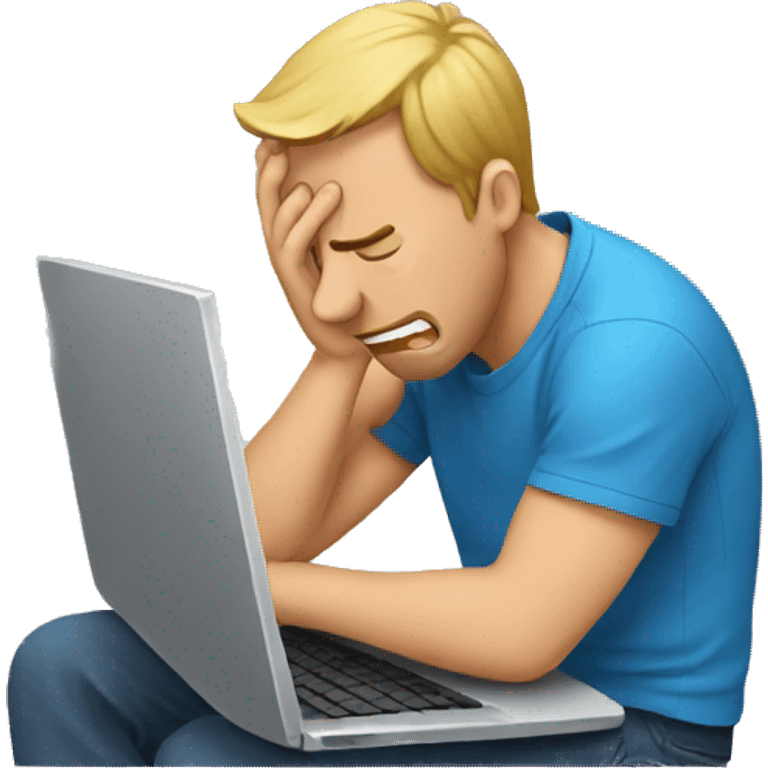 man crying at his laptop emoji