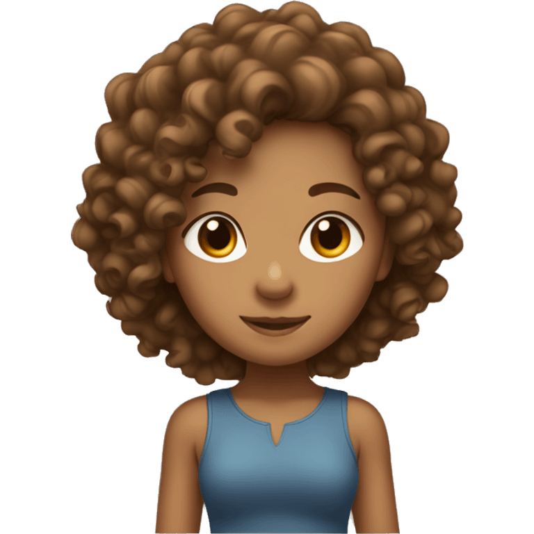 tan Girl with curly brown hair standing  emoji