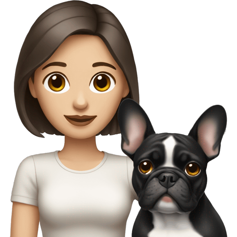 Brunette with French bulldog emoji