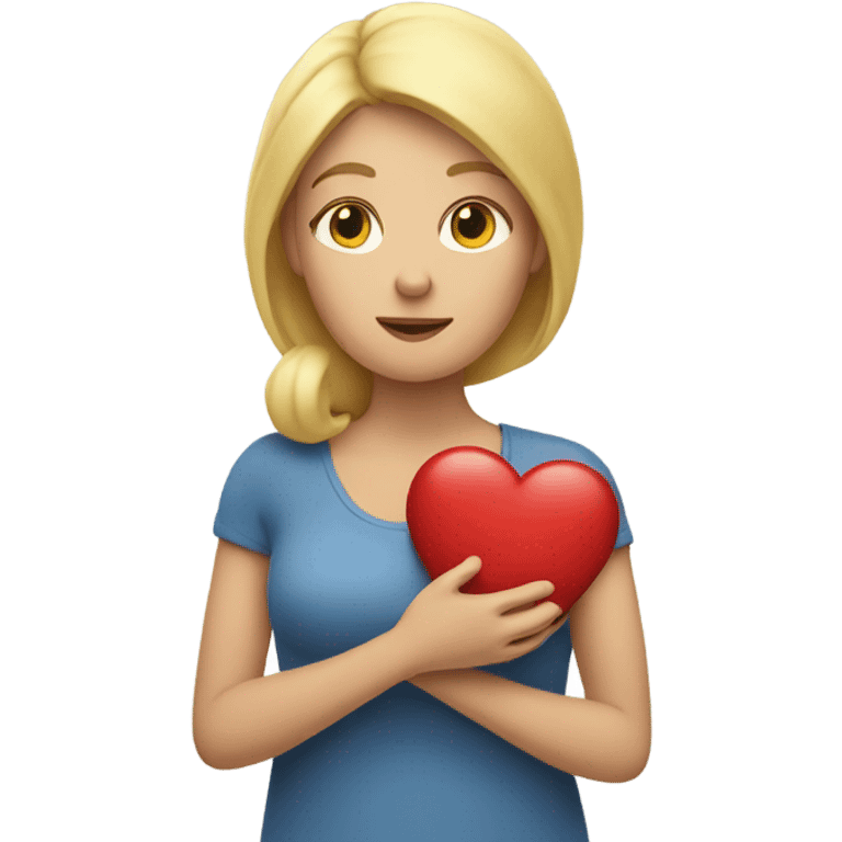 Blonde Mother holds her heart in her arm emoji