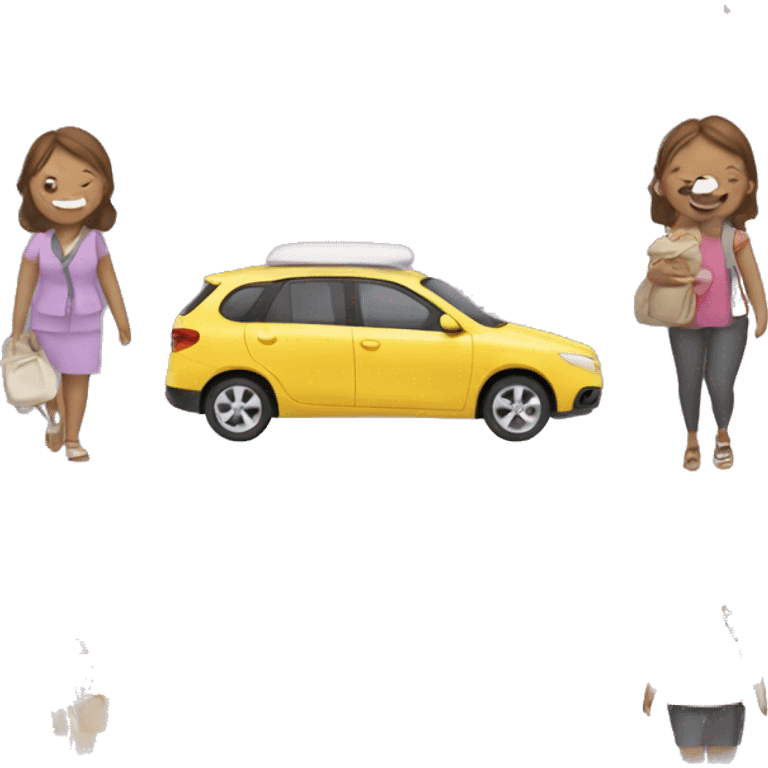 mother travel with car emoji