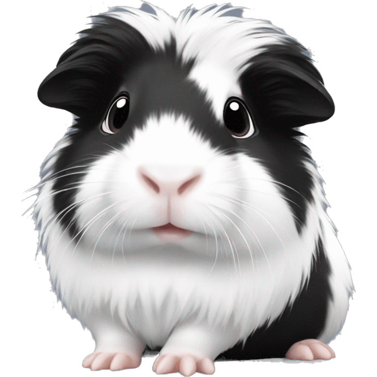 Long haired black and white guinea pig baby emoji