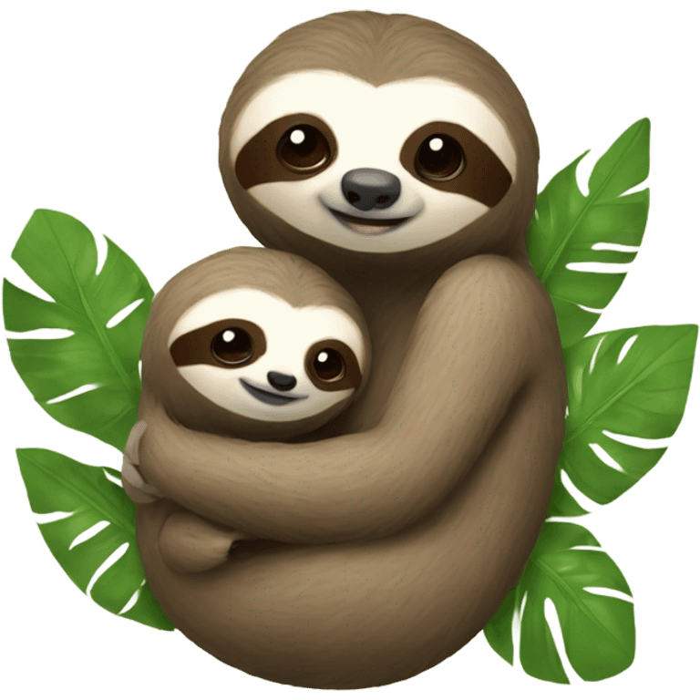 Sloth mother and sloth baby emoji