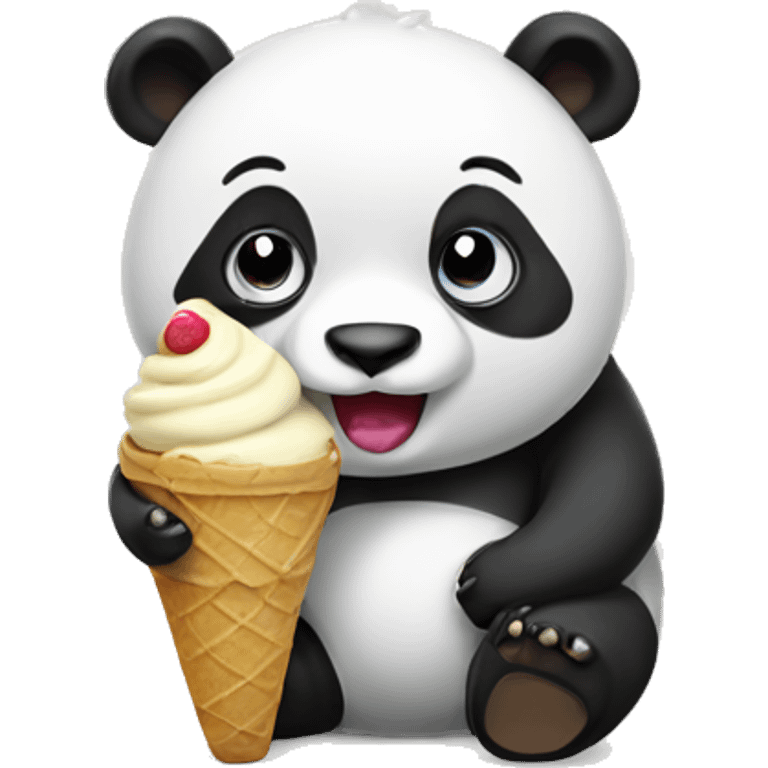 Panda eating ice cream emoji