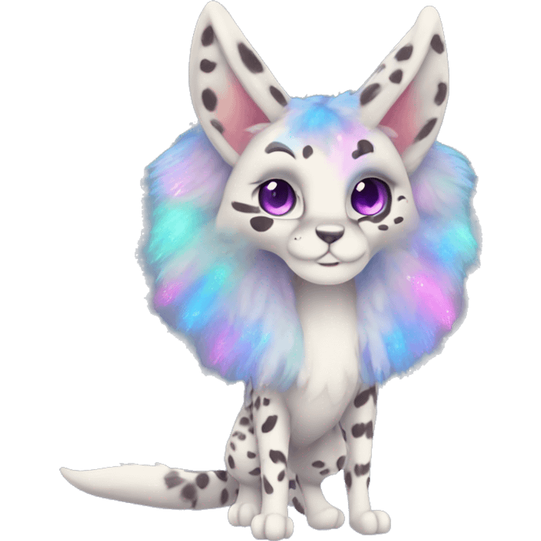 Cute Kawaii Epic Ethereal Sparkly Colorful Sergal-Serval-Vernid full body emoji