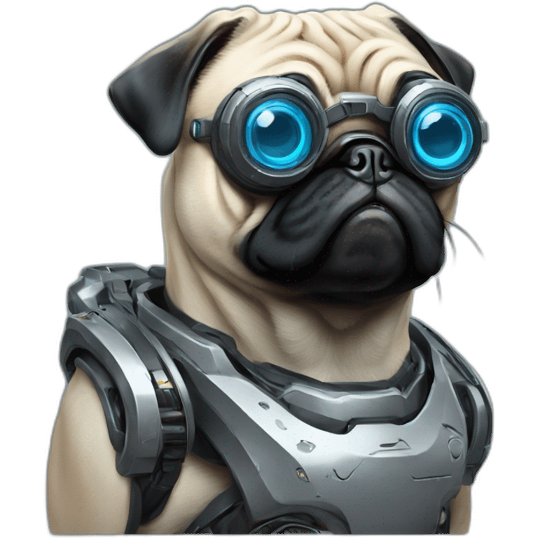 pug cyberpunk futuristic robot emoji