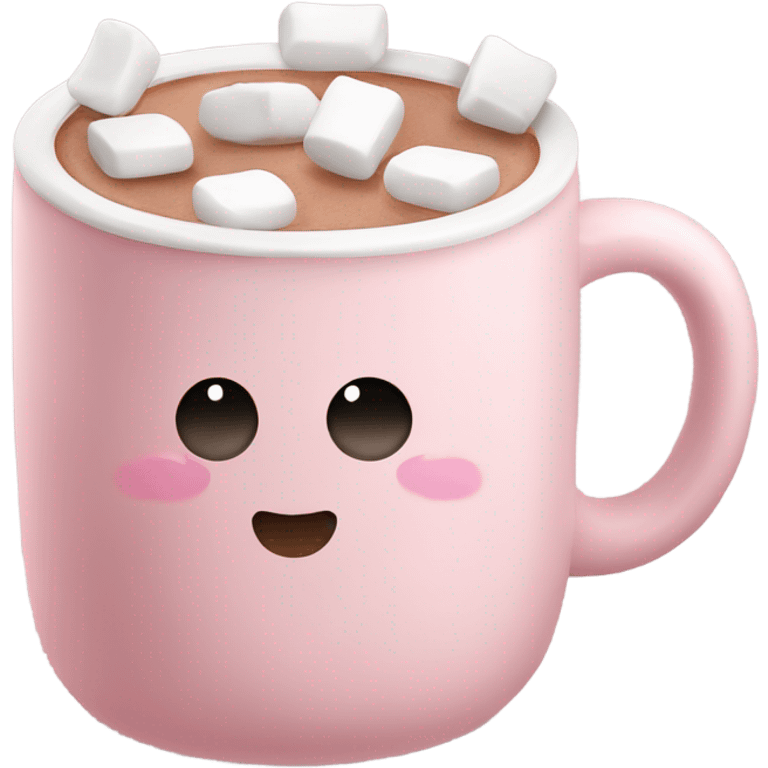 Light Pink mug of hot chocolate with marshmallows  emoji